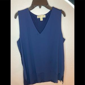 Michael Kors navy blue sleeveless layered blouse.